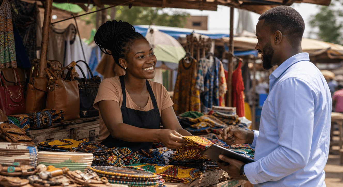 African commerce — connected shops, business owners and delivery activity